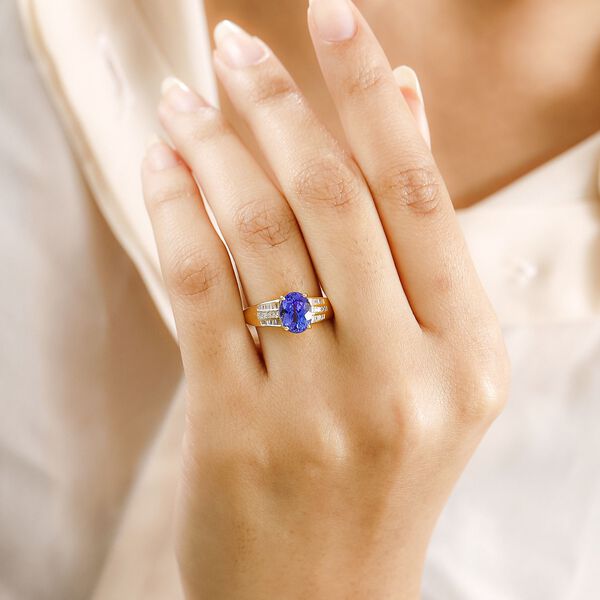 AAA Tansanit und Diamant Ring - 2,18 ct. image number 3