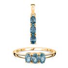 D'joy Blauer Zirkon Schmuckset 925 Silber vergoldet (Größe 17) (10-15 Werktage Lieferzeit) ca. 2.22 ct
