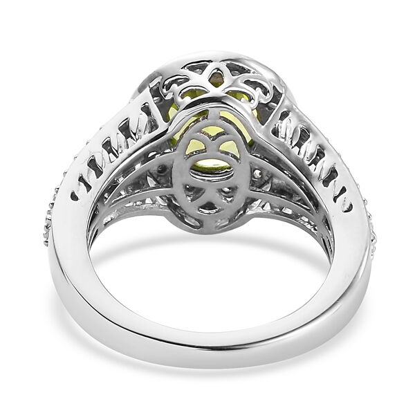 Natürlicher Peridot und Zirkon Ring 925 Silber platiniert  ca. 3,01 ct image number 6