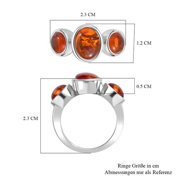 Natürlicher baltischer Bernstein Ring, 925 Silber rhodiniert, (Größe 17.00) ca. 1.47 ct image number 7