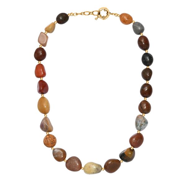 Mehrfarbiger Achat Halskette ca. 45 cm Messing ca. 400.00 ct image number 3