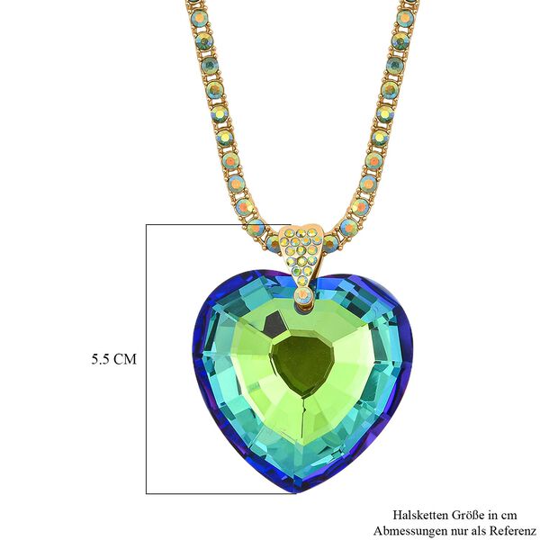 Grüner Magie Farbe Kristall Anhänger mit Kette, Goldfarben image number 5