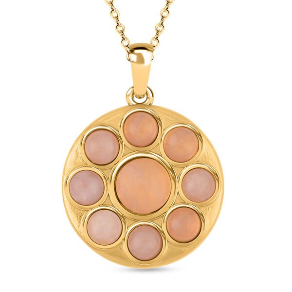 Rosenquarz Halskette ca. 50 cm Reiner Edelstahl IP-Gelbbeschichtung ca. 5.00 ct image number 0