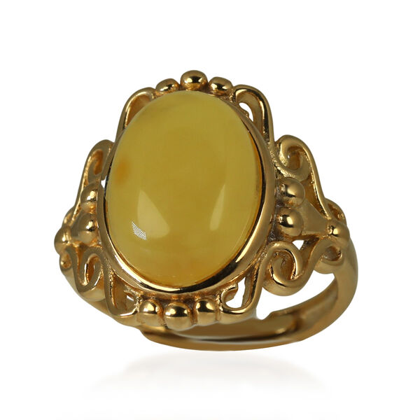 AA Nat&uuml;rlicher Baltischer Bernstein Ring (Gr&ouml;&szlig;e 17.00-20.00) 925 Silber vergoldet
