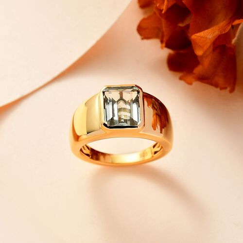 Prasiolith Ring, 925 Silber Gelbgold Vermeil (Größe 16.00) ca. 2.46 ct image number 1