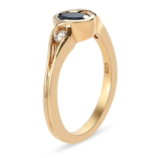 Blauer Saphir und Zirkon-Ring, 925 Silber vergoldet  ca. 0,77 ct image number 3