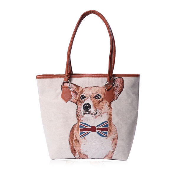 Jute Handtasche f&uuml;r Frauen, Hundemuster