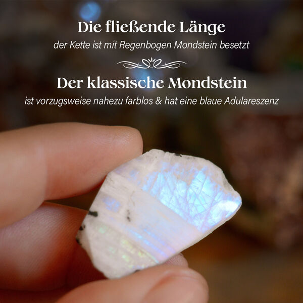 D'Joy Regenbogen Mondstein Halskette, 45 cm - 210 ct. image number 5