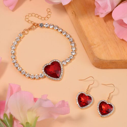 J Francis gefertigt mit SWAROVSKI- Rotes und weißes Swarovski Kristall Schmuckset image number 0
