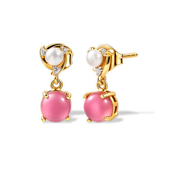D'Joy Flamingo Mondstein, S&uuml;&szlig;wasser Perle und Zirkon Ohrringe