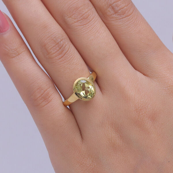 D'Joy AAA Ouro Verde-Quarz Ring 925 Silber 750 Vergoldet (Gr&ouml;&szlig;e 20.00) ca. 2,55 ct image number 2