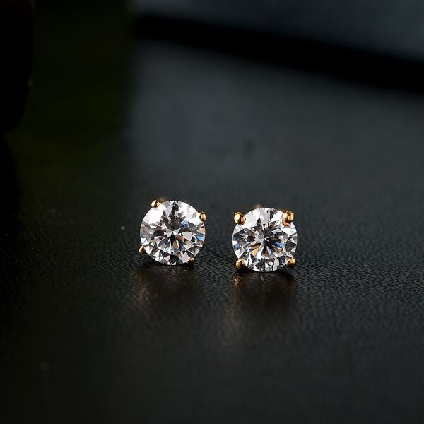 J Francis gefertigt mit SWAROVSKI- Swarovski Zirkonia Ohrringe, 925 Silber vergoldet image number 2