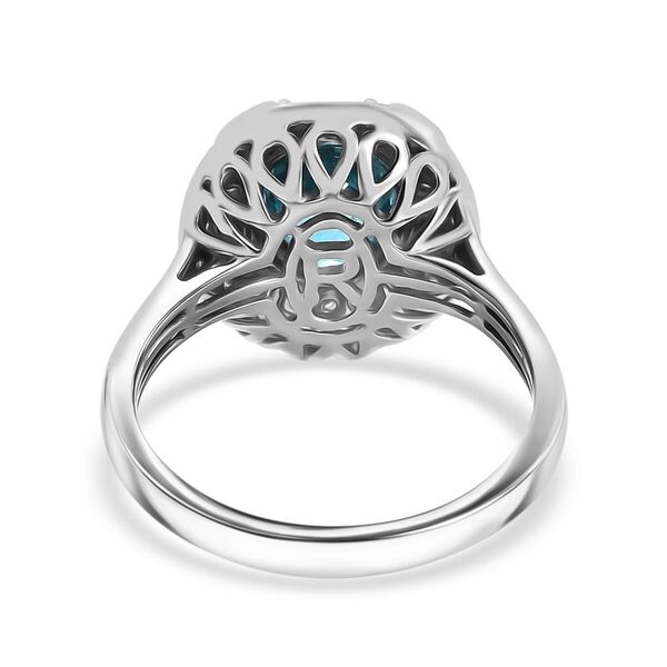 RHAPSODY AAAA Ratnakiri Blauer Zirkon, Weißer Diamant Ring 950 Platin (Größe 18.00) ca. 5.77 ct image number 4