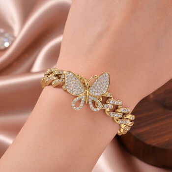 DESIGNER INSPIRIERT Wei&szlig;er Kristall Armband ca. 19 cm, goldfarben