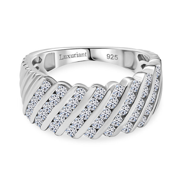 LUXURIANT SGL zertifizierter VS-EF Labor Diamant Ring, 925 Silber rhodiniert - 1 ct.