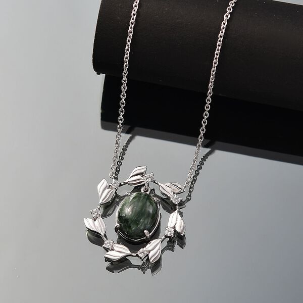 Sibirische Seraphinit und Zirkon Halskette, 45 cm - 4,88 ct. image number 2