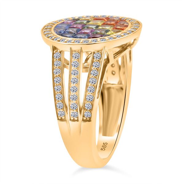 LUXURIANT AAA mehrfarbiger Saphir und Labor Diamant Ring in 585 Gold - 4,71 ct. image number 4