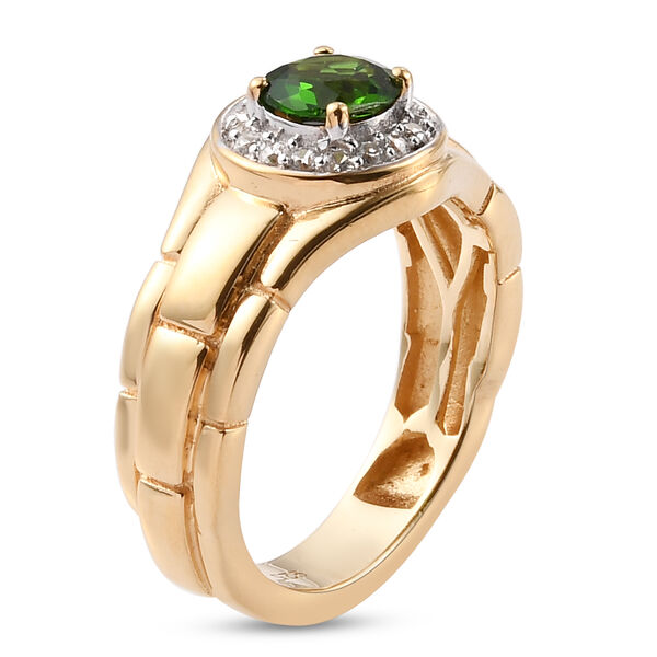 Nat&uuml;rlicher Chromdiopsid und Zirkon Ring 925 Silber vergoldet  ca. 0,91 ct image number 4