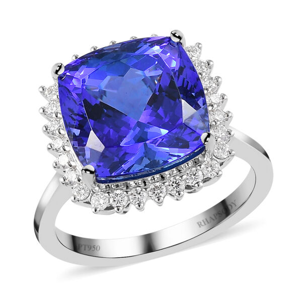 RHAPSODY Tansanit und Diamant Halo-Ring in Platin image number 4