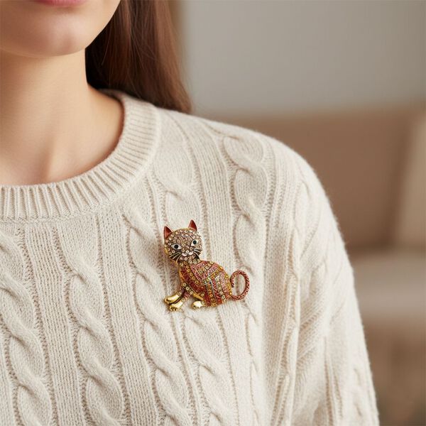 Mehrfarbiger Kristall Brosche Antikes Gold image number 3