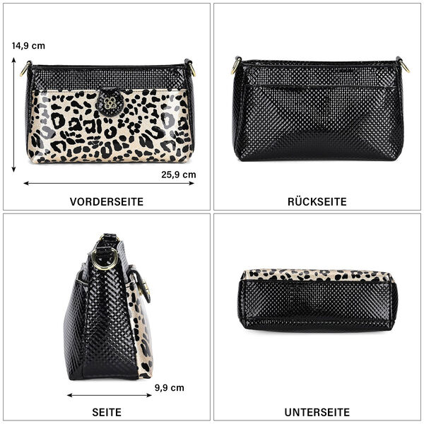 Stylische Sling-Umhängetasche mit  Leopardenmuster, Schwarz image number 4