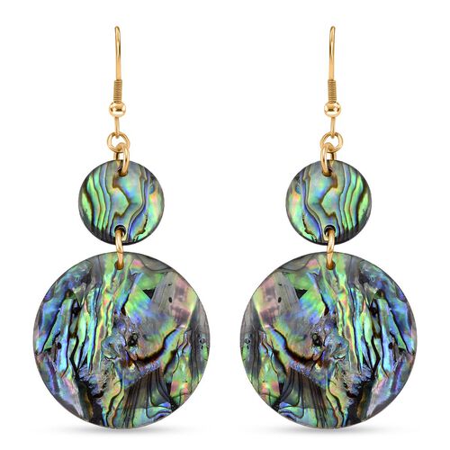 Abalone Muschel Ohrringe Reiner Edelstahl, goldfarben image number 0