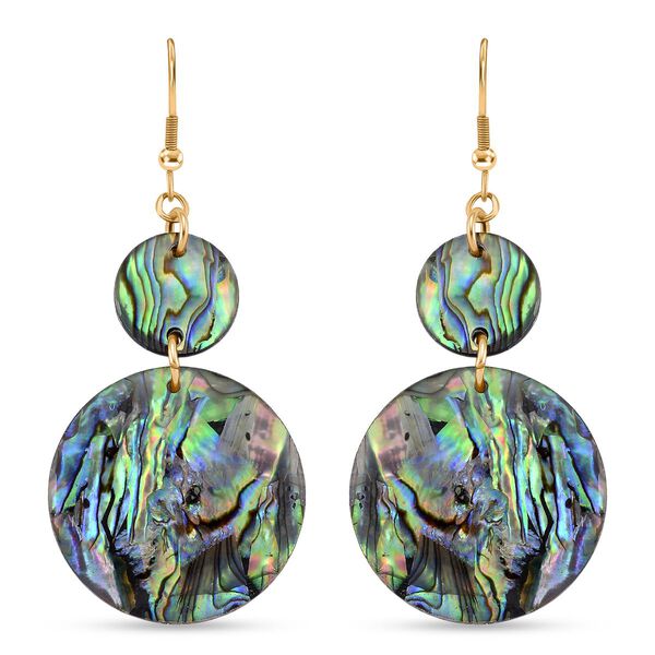 Abalone Muschel Ohrringe Reiner Edelstahl, goldfarben image number 0
