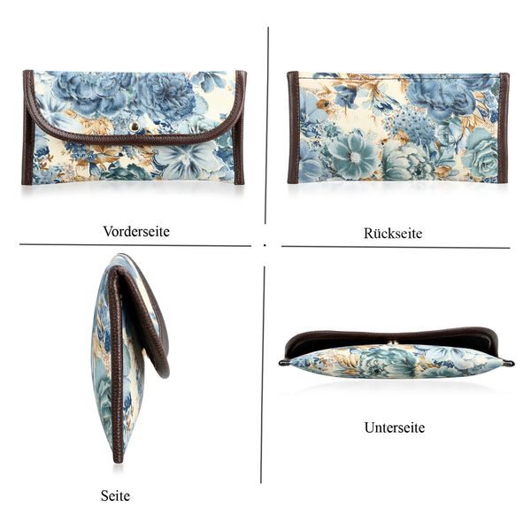 2er Set - Handtasche und Geldb&ouml;rse, Baumwolle, Blau Floral image number 7