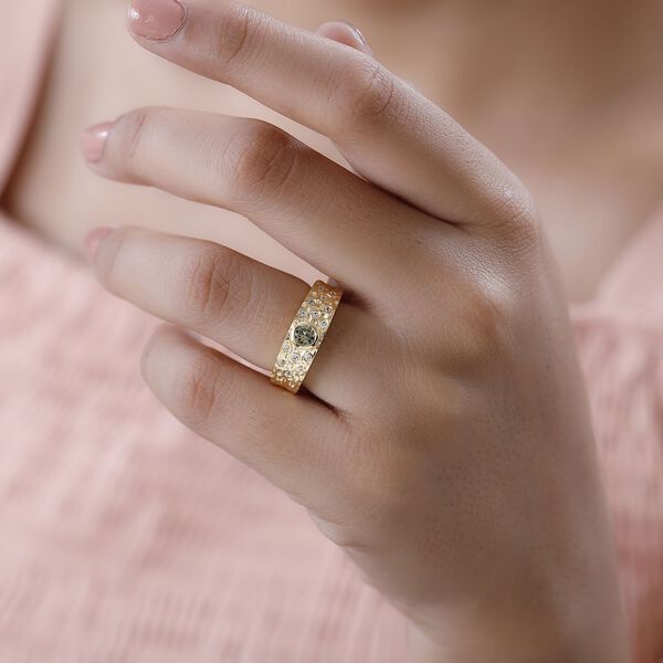 AA nat&uuml;rlicher, goldener Tansanit und Zirkon-Ring - 0.48 ct. image number 3