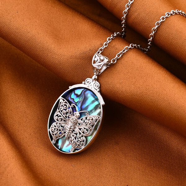 D'Joy Royal Bali - Abalone Muschel Anh&auml;nger mit Schmetterlingsmotiv image number 1