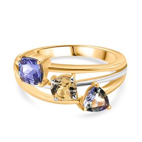 Tansanit, Pfau Tansanit und goldener Tansanit-Ring - 1,64 ct.