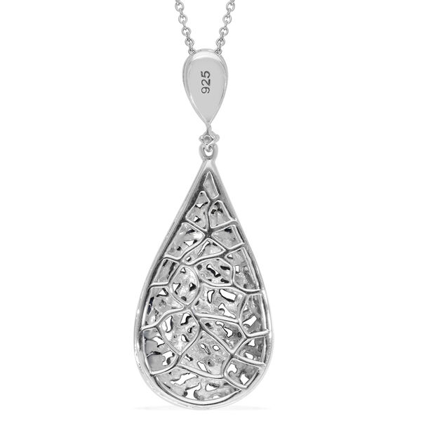 Blauer und Wei&szlig;er Diamant Anh&auml;nger mit Kette 45 cm 925 Silber platiniert ca. 0,50 ct image number 6