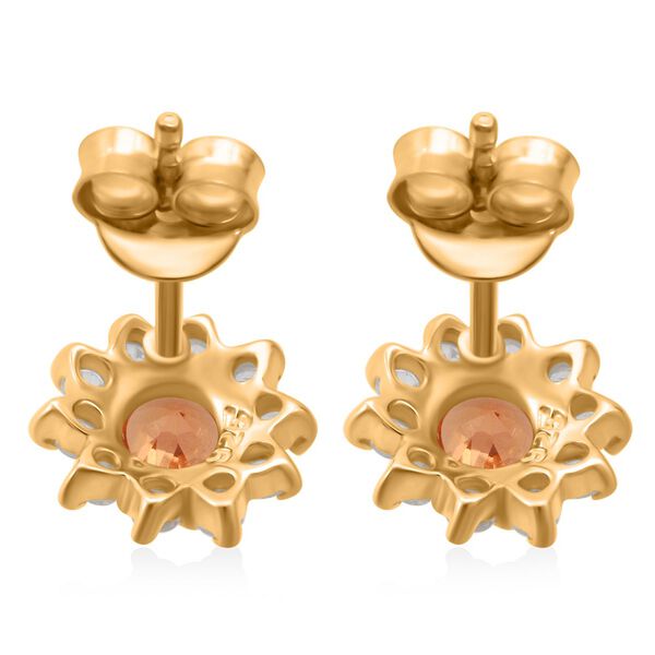 D'Joy AA Orange Saphir, Wei&szlig;er Zirkon Ohrringe 925 Silber vergoldet ca. 1,30 ct. image number 4