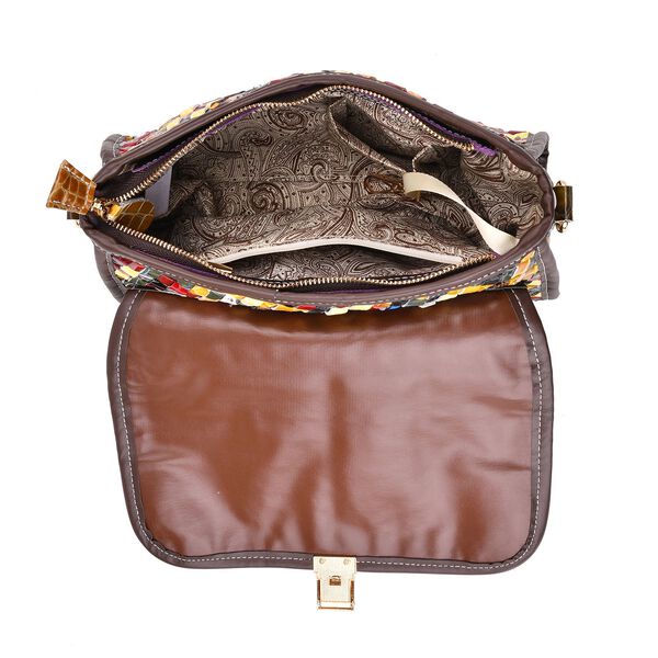 Chaos by Elsie Crossbody-Tasche aus echtem Leder, RFID-Schutz und Mini-Taschenlampe, 28x10x18 cm, Mehrfarbig image number 5