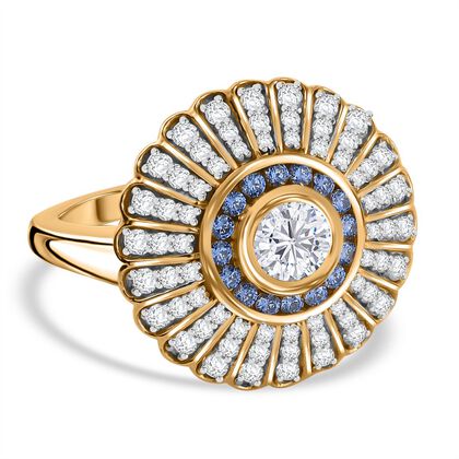 J Francis gefertigt mit SWAROVSKI Zirkonia Ring 925 Silber 750 Gelbgold Vermeil (Gr&ouml;&szlig;e 21.00)