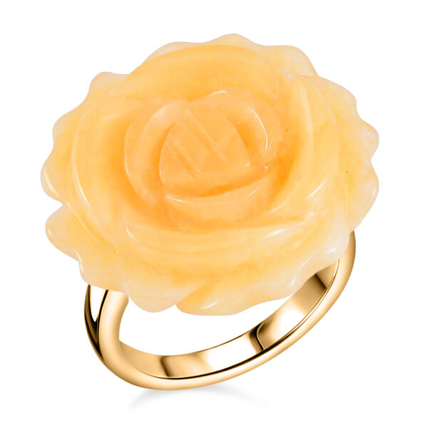 2er Set - Handgeschnitzer Gelber Quarzit Ring und Anhänger mit Kette, (Größe 16.00), goldfarben, ca. 30.00 ct image number 3