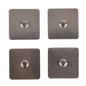 4 robuste Wandhaken aus Edelstahl mit selbstklebender Rückseite, ideal für Küche, Bad oder Büro. Tragkraft bis 3,5?kg, 6x6cm