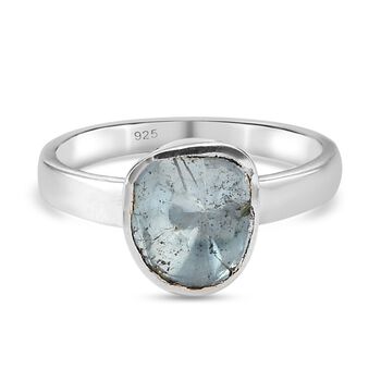 Polki Blauer Diamant Fancy Solit&auml;r Ring 925 Silber platiniert (Gr&ouml;&szlig;e 17.00) ca. 0,50 ct