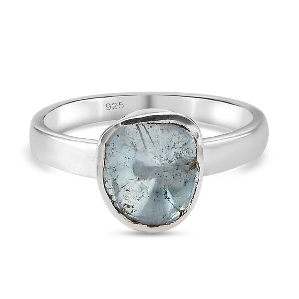 Handgearbeiteter Polki Blauer Diamant Fancy Solit&auml;r Ring 925 Silber Platin-&Uuml;berzug