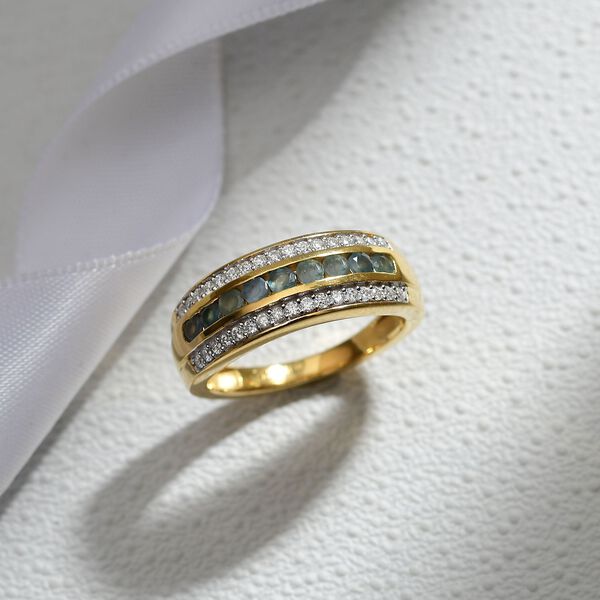 Djoy Alexandrit, Moissanit Ring 925 Silber 750 Gelbgold Vermeil (Größe 19.00) ca. 0.83 ct image number 2