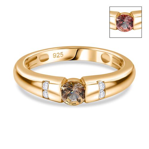 AA Natürlicher goldener Tansanit und Moissanit Ring - 0,43 ct. image number 0