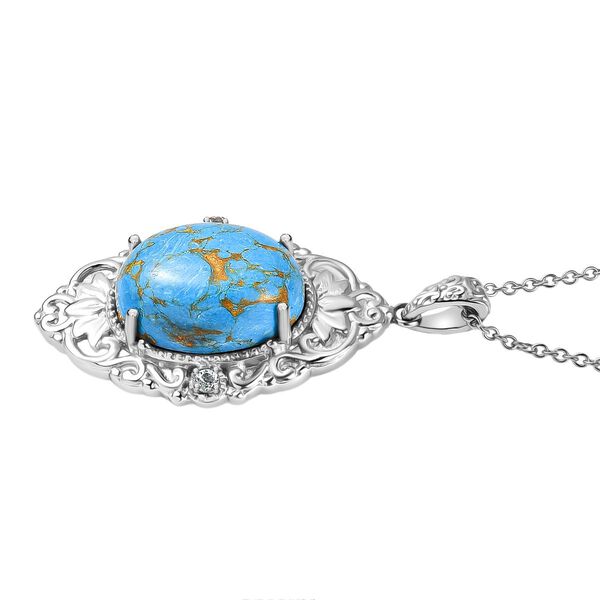 Blaues T&uuml;rkis, Himmelblauer Topas Anh&auml;nger mit Kette, 316L Edelstahl ca. 15.90 ct image number 4