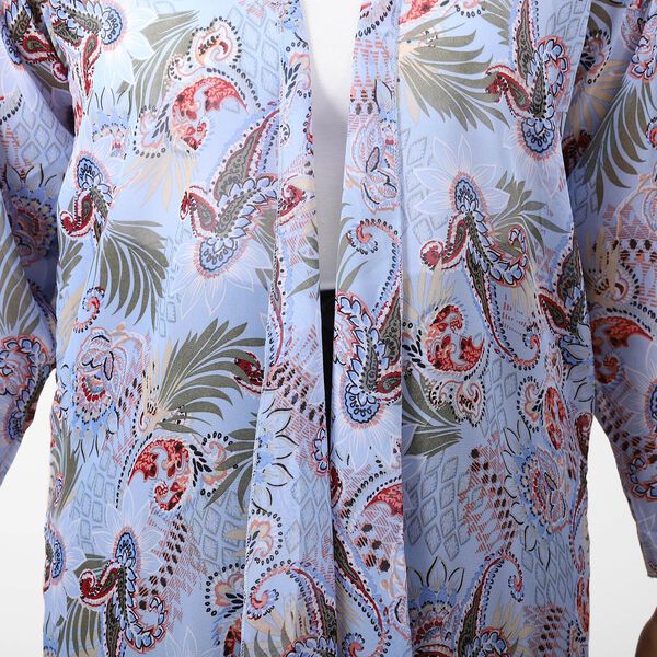 Gemusterter Chiffon Cardigan, Einheitsgr&ouml;&szlig;e Himmelblau image number 4