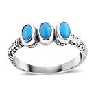 Royal Bali - Sleeping Beauty Türkis Ring, 925 Silber, (Größe 21.00), ca. 1.37 ct