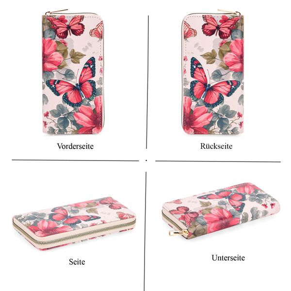 Schmetterlingsmuster-Geldbörsen-Set und bedruckter Schal aus 100% Seide image number 4