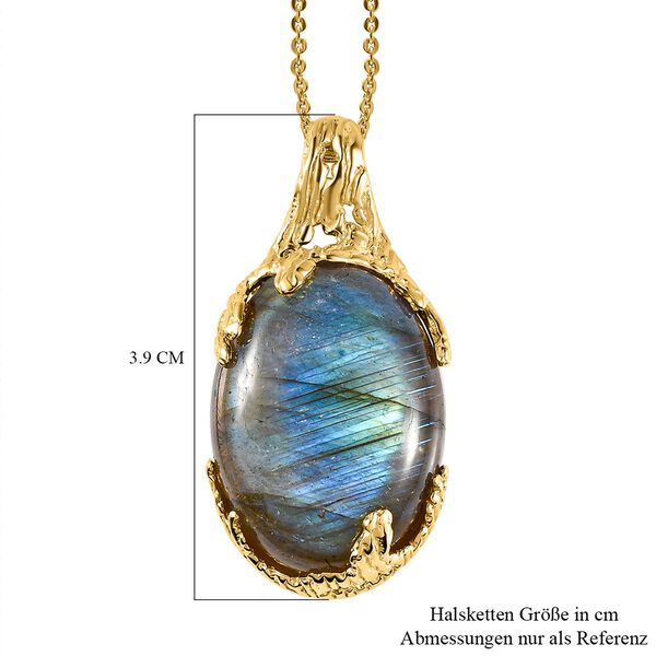 Labradorit-Anh&auml;nger mit Kette, 925 Silber vergoldet ca. 25,19 ct image number 6