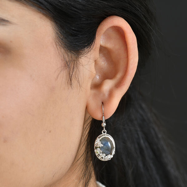 EVER TRUE AAA Labradorit, Mehrfarbig-Turmalin Ohrringe Nickelfreies Messing ca. 11.67 ct image number 3