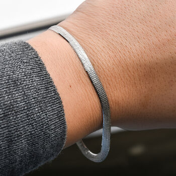 Italienisches Herringbone Armband, ca. 18-21cm, 925 Silber rhodiniert ca. 4,43g