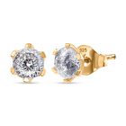 D'Joy 161 Facettiert Moissanit Ohrringe 925 Silber 750 Gelbgold Vermeil ca. 1,75 ct.