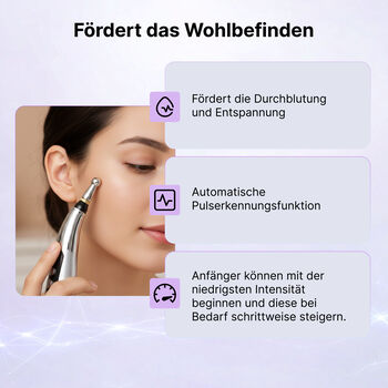 Akupunktur Meridian Stift mit Mikrostrom, wiederaufladbar, 9 Intensit&auml;tsstufen, Silber
